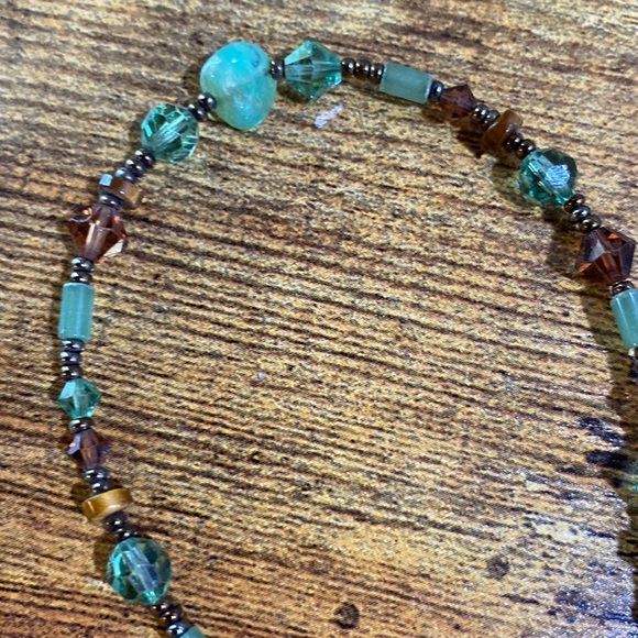 Emily Ray green brown gold glass bead adjustable bracelet EUC - Picture 3 of 4